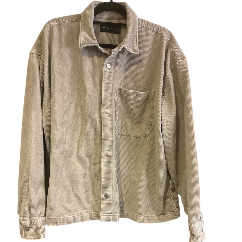 ABERCROMBIE & FITCH MENS TAN CORDUROY BUTTON DOWN JACKET - XXL